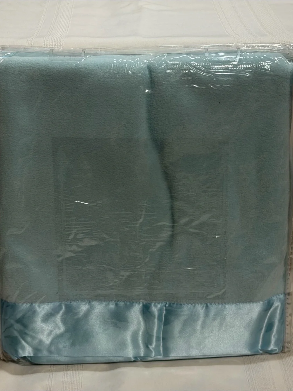 New Terry Town Blue Micro-Fleece Satin Trim Nursery Crib Baby Blanket SO SOFT!